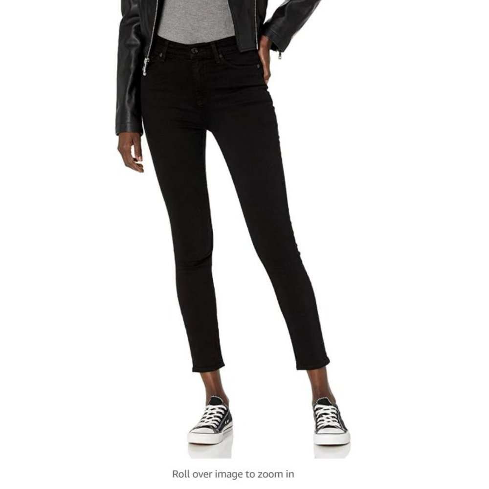 7 For All Mankind Gwenevere Mid-Rise Ankle Skinny Jeans Size 24 Black
